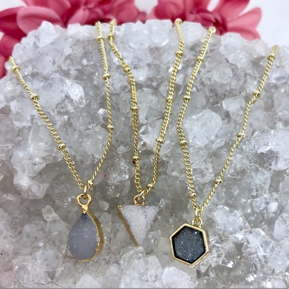 HP Dainty Gold Druzy Necklaces - Picture 7 of 7